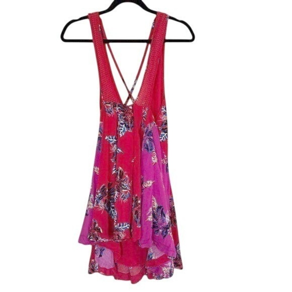 Free People Dress Tank Cherry Combo Floral Small Boho Beach Vaca Brunch Sexy